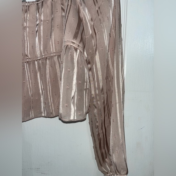 Kirious Long Sleeve Crop Top Pale Pink and Silver NWT — L - Picture 3 of 4